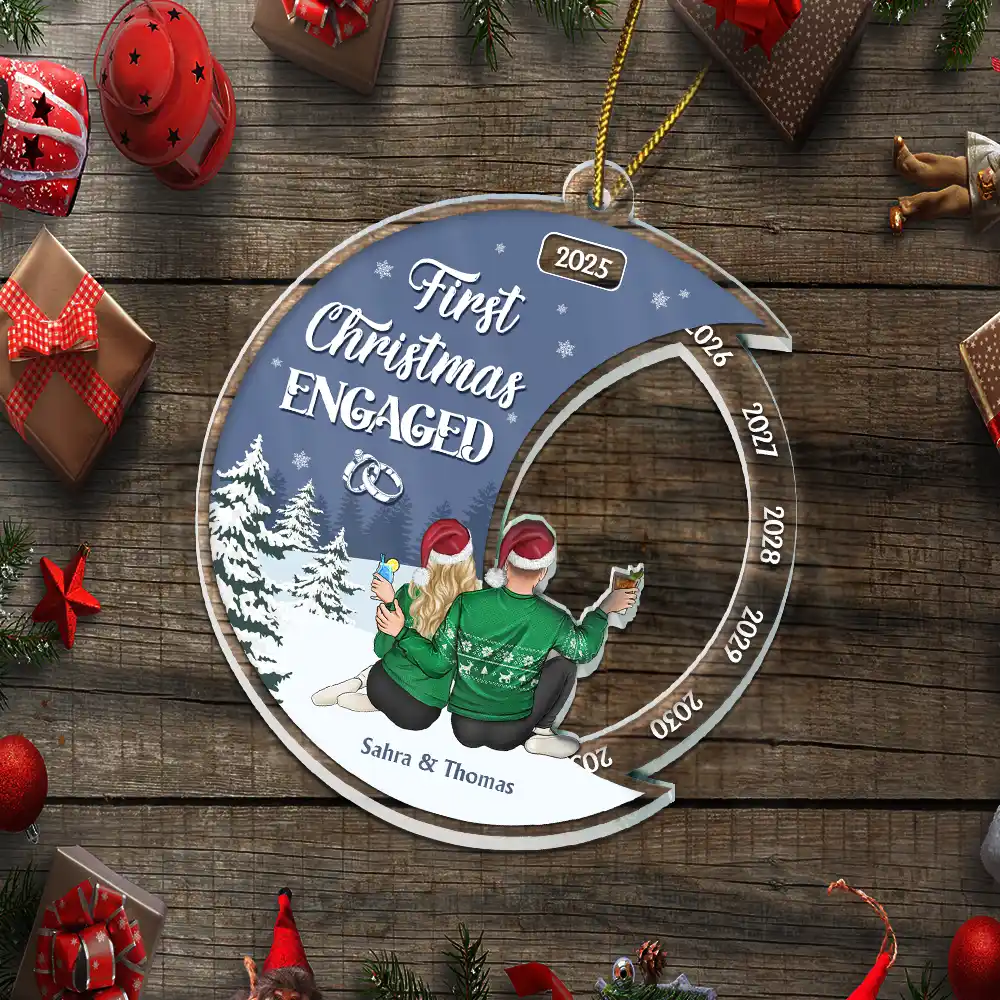 First Christmas As Mr & Mrs - Personalized Custom Shaped Acrylic Ornament - Image 5