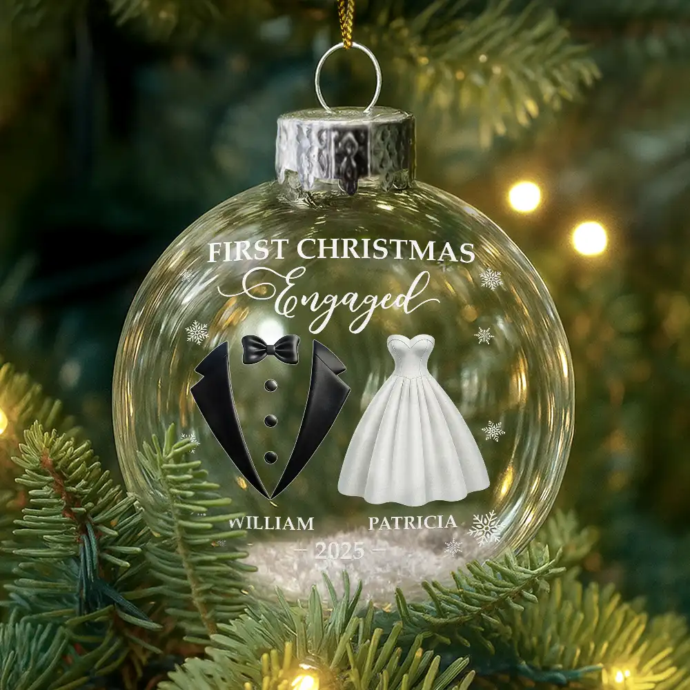 First Christmas As Mr & Mrs - Personalized Glass Bauble Ornament - Image 2