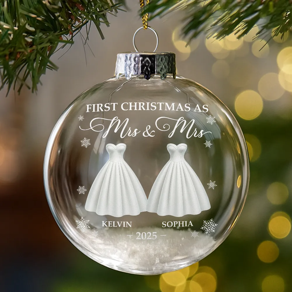 First Christmas As Mr & Mrs - Personalized Glass Bauble Ornament - Image 5