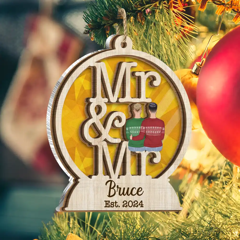 First Christmas As Mr & Mrs - Personalized Suncatcher Ornament - Image 2