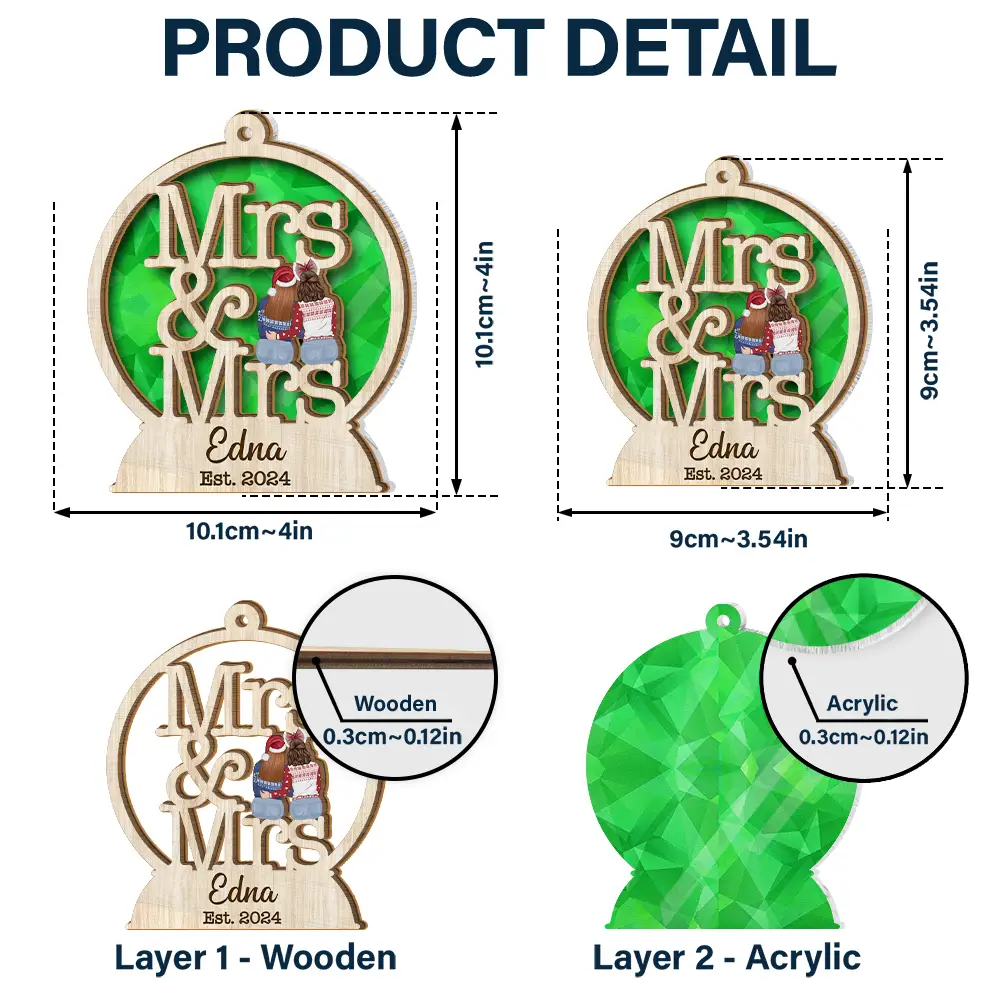 First Christmas As Mr & Mrs - Personalized Suncatcher Ornament - Image 5