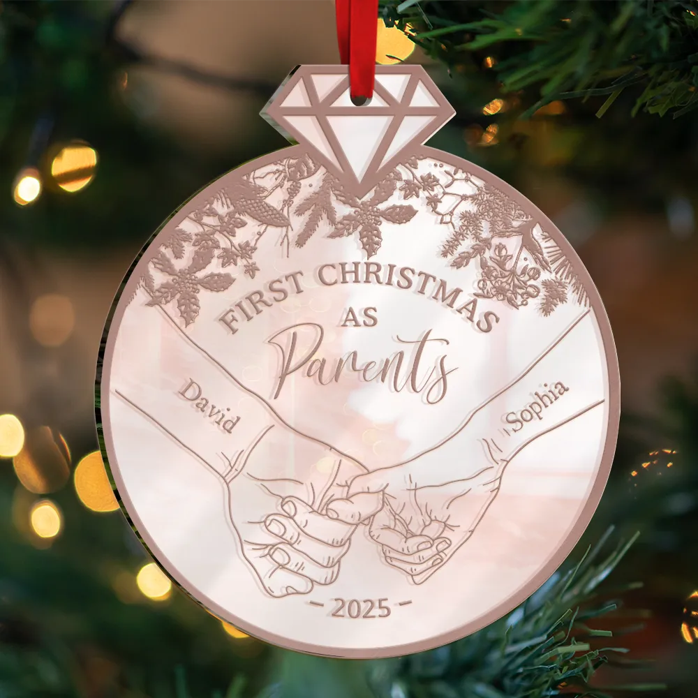 First Christmas As - Personalized Custom Shaped Mirror Ornament - Image 3
