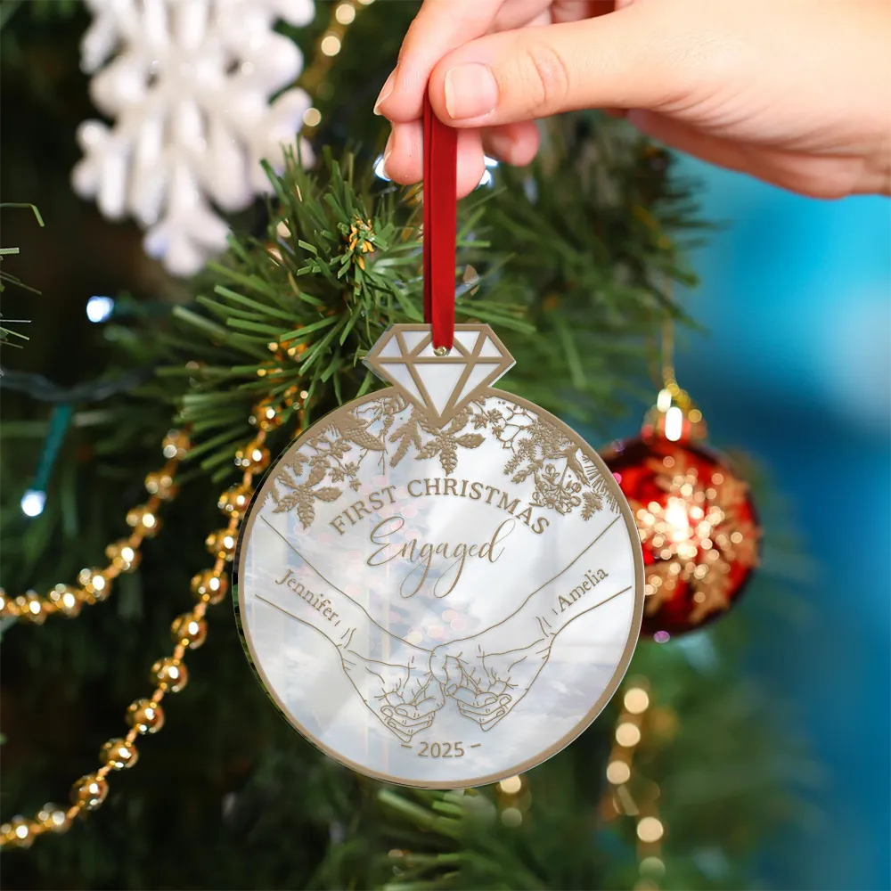 First Christmas As - Personalized Custom Shaped Mirror Ornament - Image 4