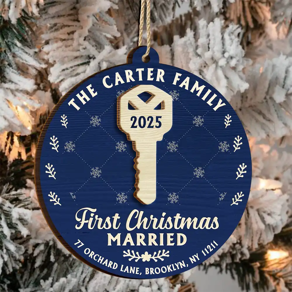 First Christmas In Our New Home - Personalized 2-Layered Wooden Ornament - Image 3