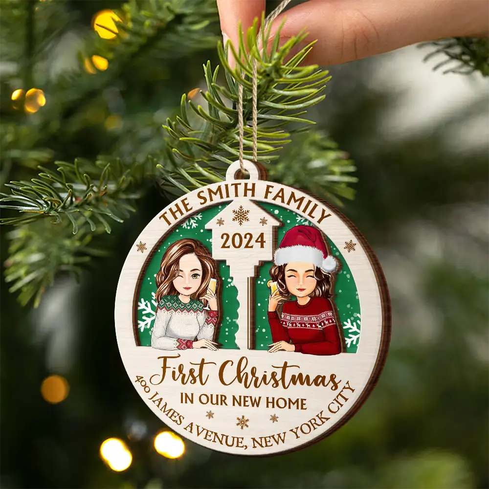First Christmas In Our New Home - Personalized 2-Layered Wooden Ornament - Image 2