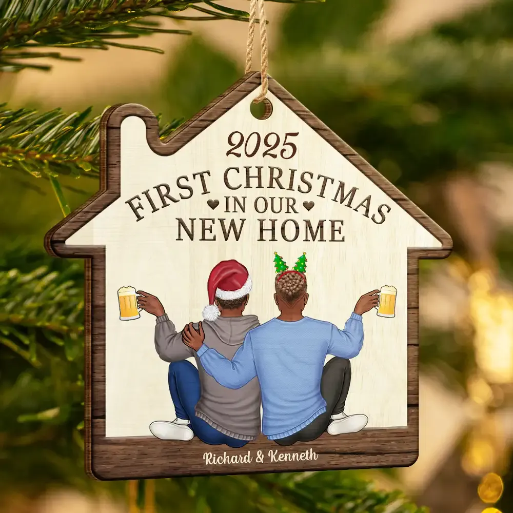 First Christmas In Our New Home - Personalized Custom Shaped Wooden Ornament - Image 3