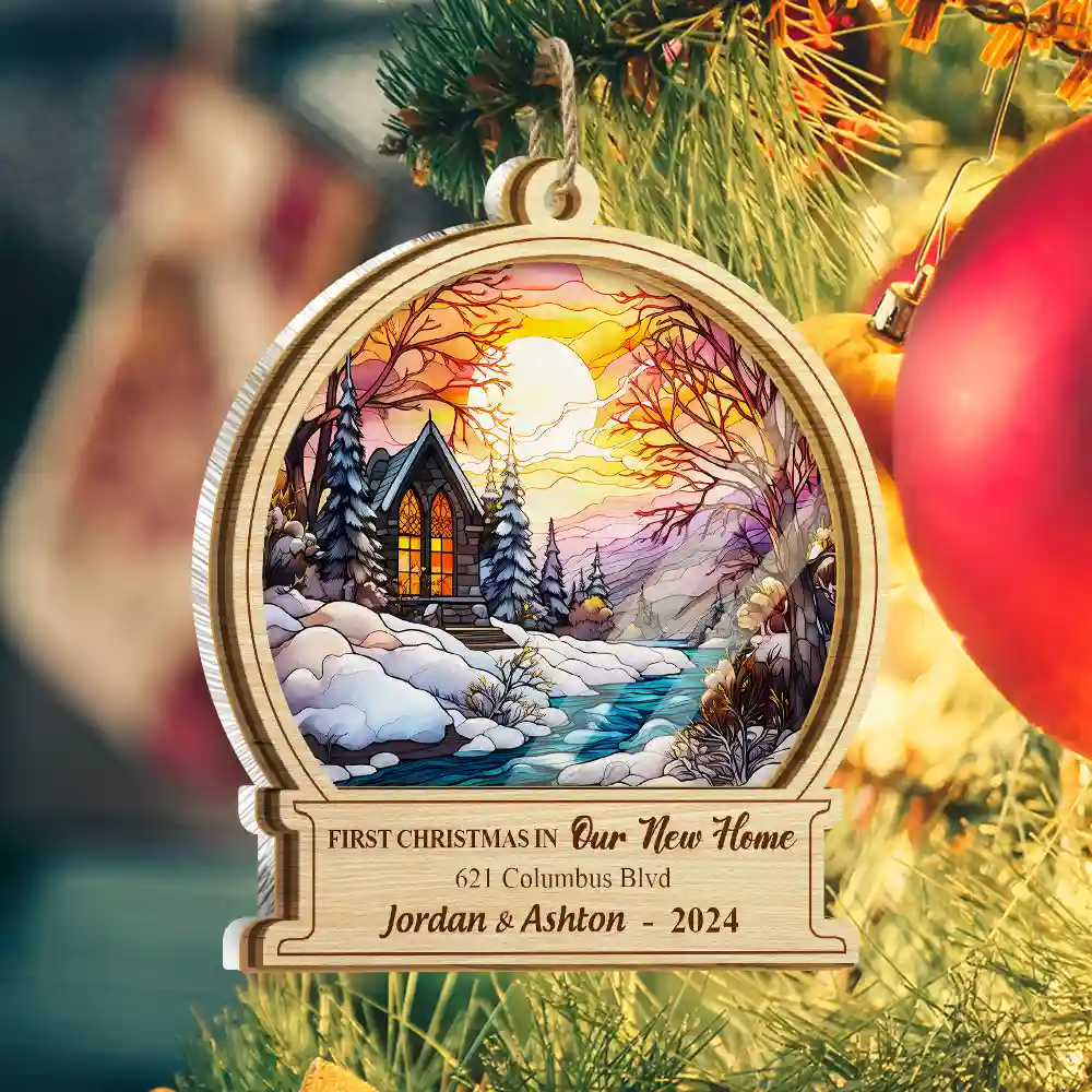 First Christmas In Our New Home - Personalized Suncatcher Ornament - Image 2