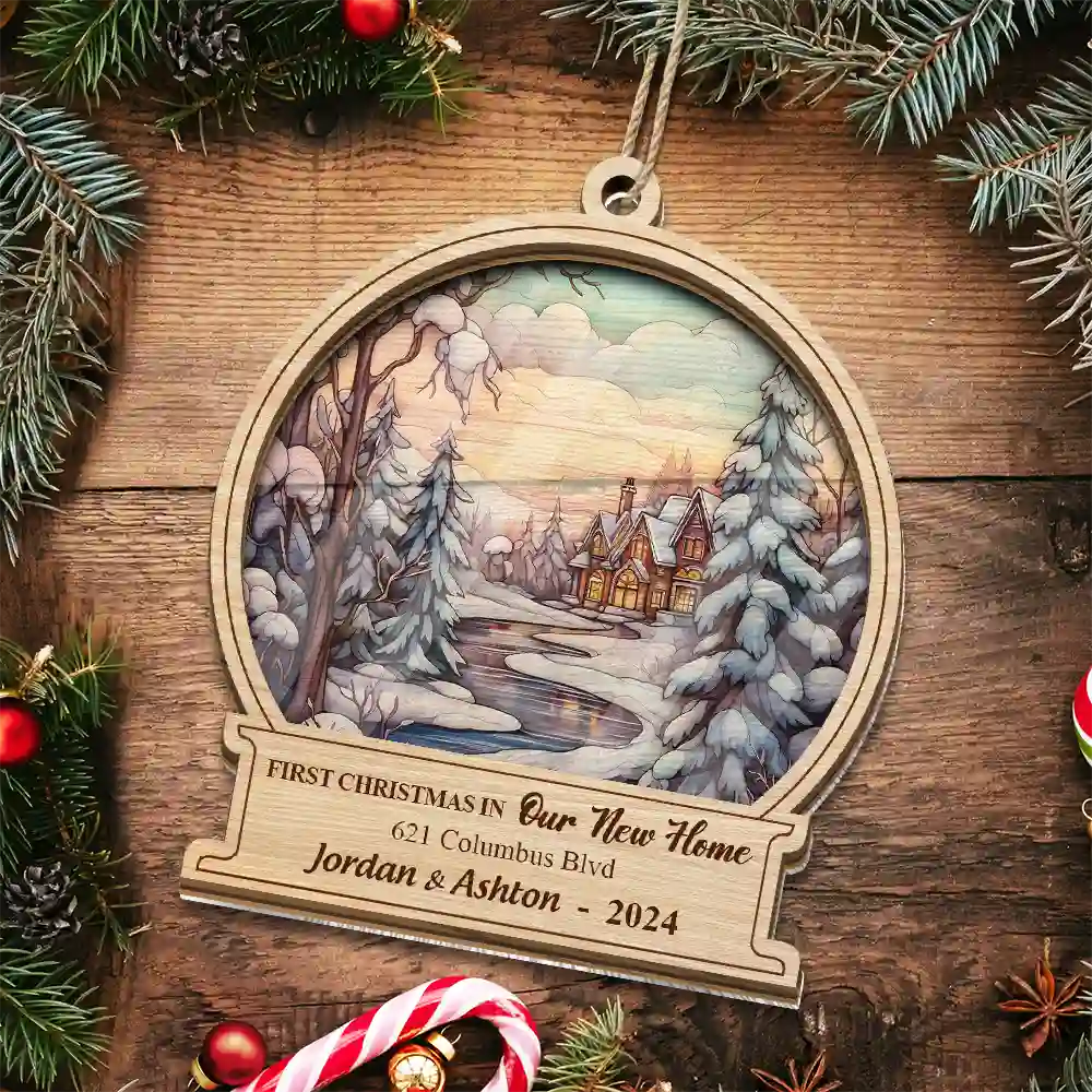 First Christmas In Our New Home - Personalized Suncatcher Ornament - Image 6