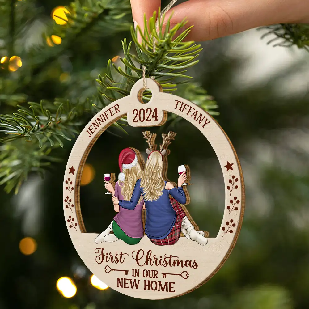 First Christmas In Our New Home - Personalized Wooden Cutout Ornament - Image 2