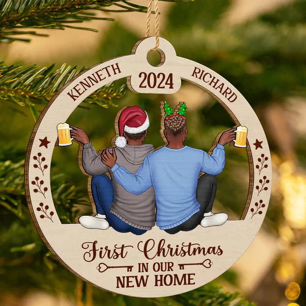 First Christmas In Our New Home - Personalized Wooden Cutout Ornament - Image 3