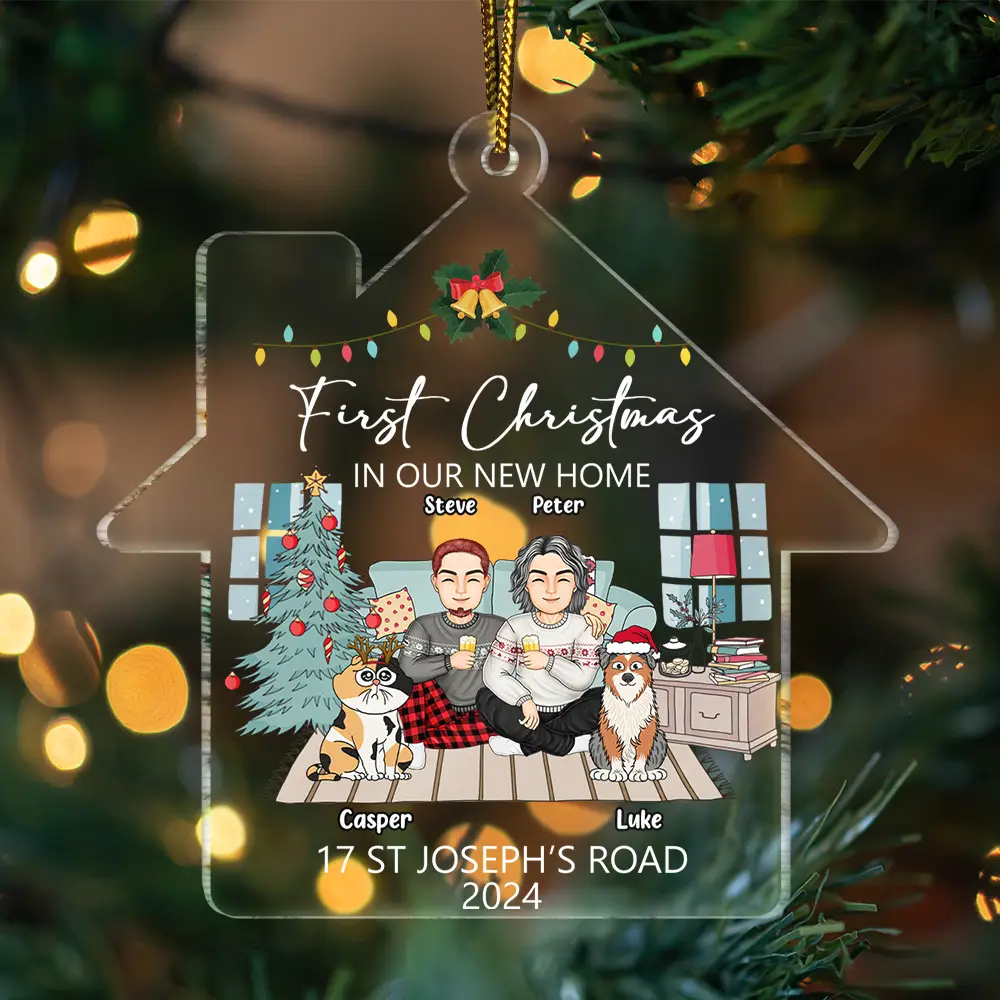 First Christmas In Our New House - Personalized Custom Shaped Acrylic Ornament - Image 3
