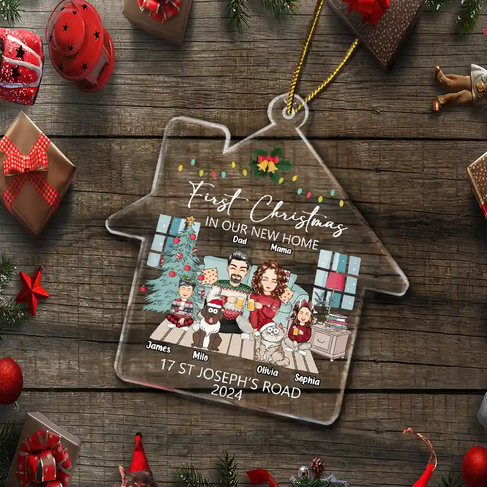 First Christmas In Our New House - Personalized Custom Shaped Acrylic Ornament - Image 5