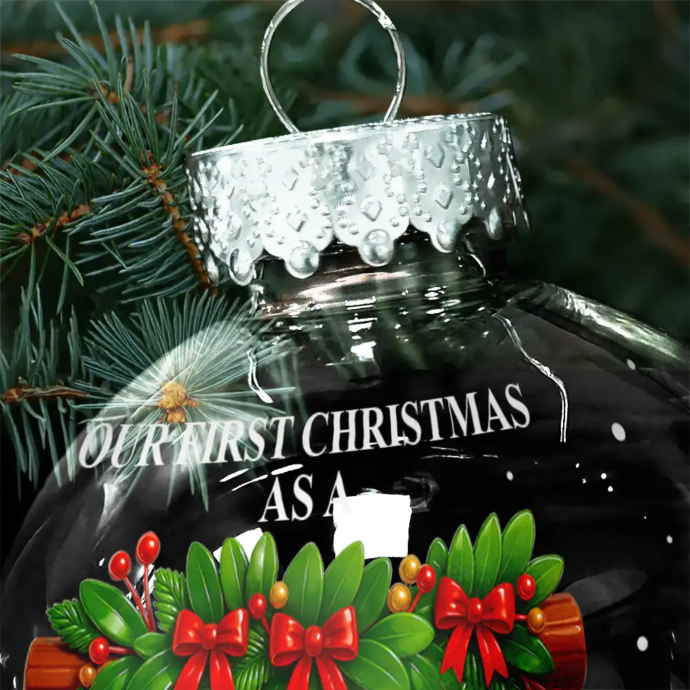 First Christmas Stocking Family - Personalized Ball Ornament - Image 5