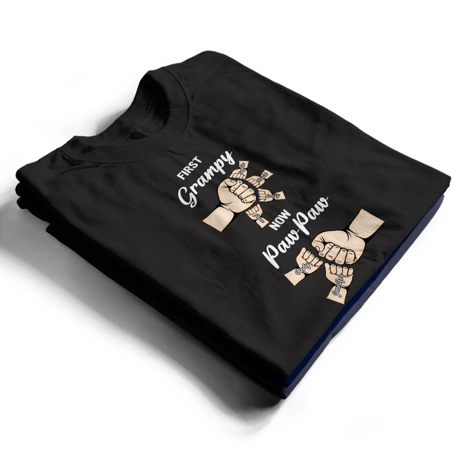 First Dad Now Grandpa - Birthday, Loving Gift For Daddy, Father, Grandfather, Husband - Personalized Custom T Shirt - Image 2