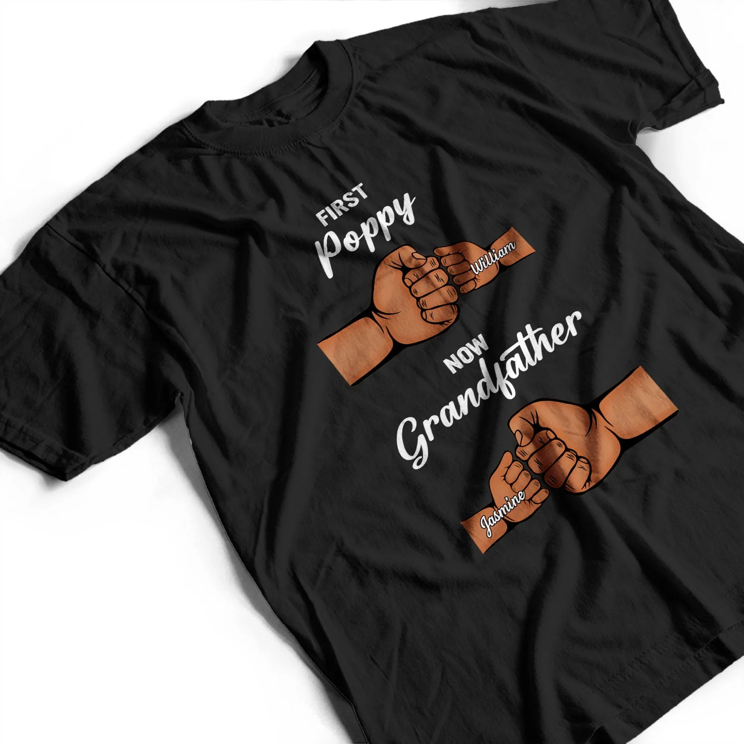 First Dad Now Grandpa - Birthday, Loving Gift For Daddy, Father, Grandfather, Husband - Personalized Custom T Shirt - Image 3