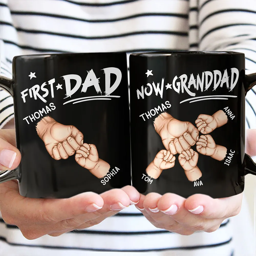 First Dad Now Grandpa First Bump - Personalized Mug - Image 4
