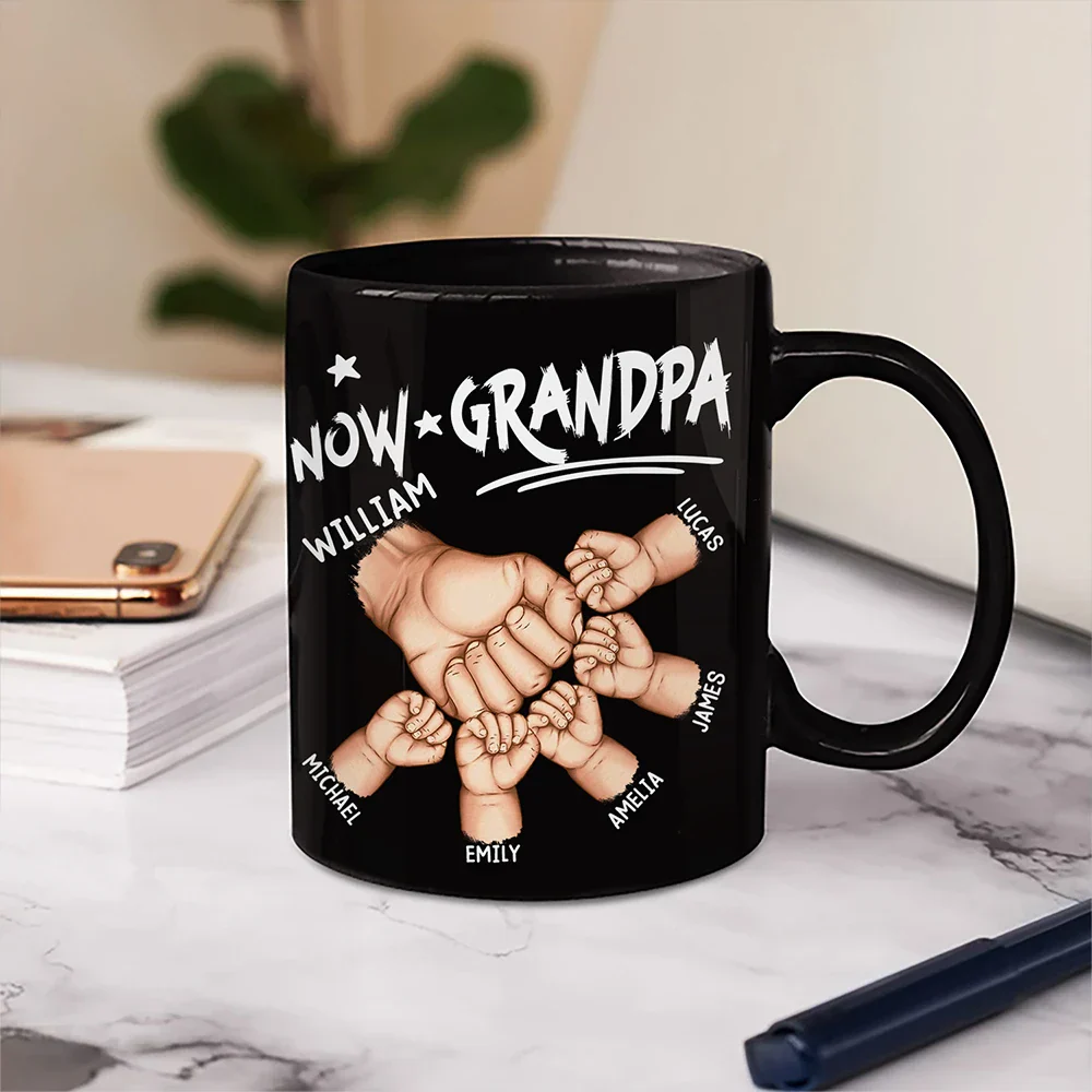 First Dad Now Grandpa First Bump - Personalized Mug - Image 6