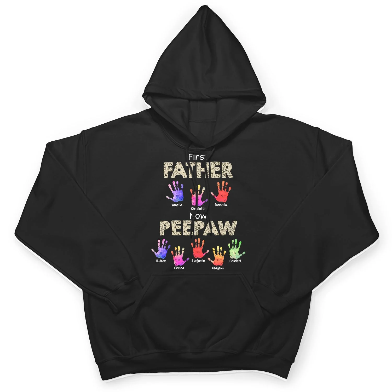 First Dad Now Grandpa Handprints - Gift For Father, Grandfather - Personalized T Shirt - Image 4