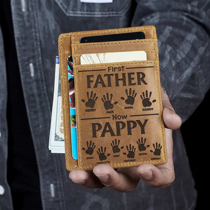 First Dad Now Grandpa Handprints - Personalized Card Wallet - Image 4