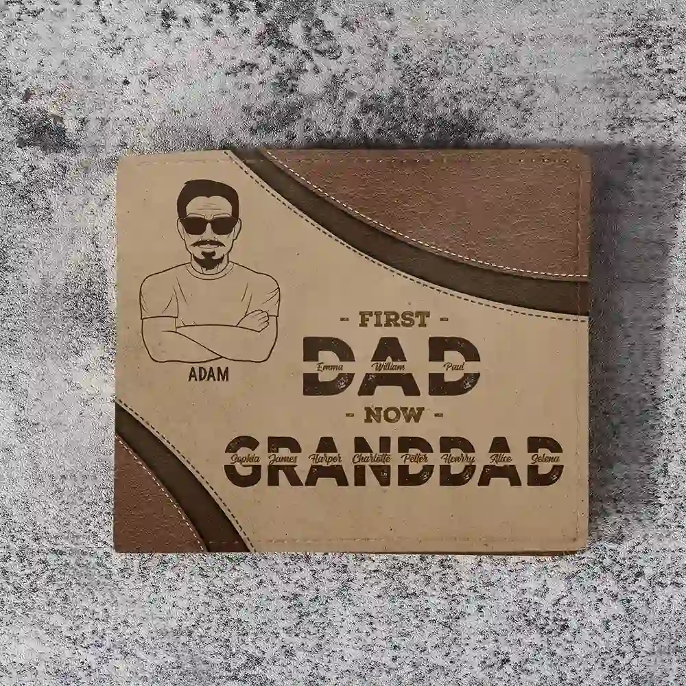 First Dad Now Grandpa - Personalized Leather Wallet - Image 3