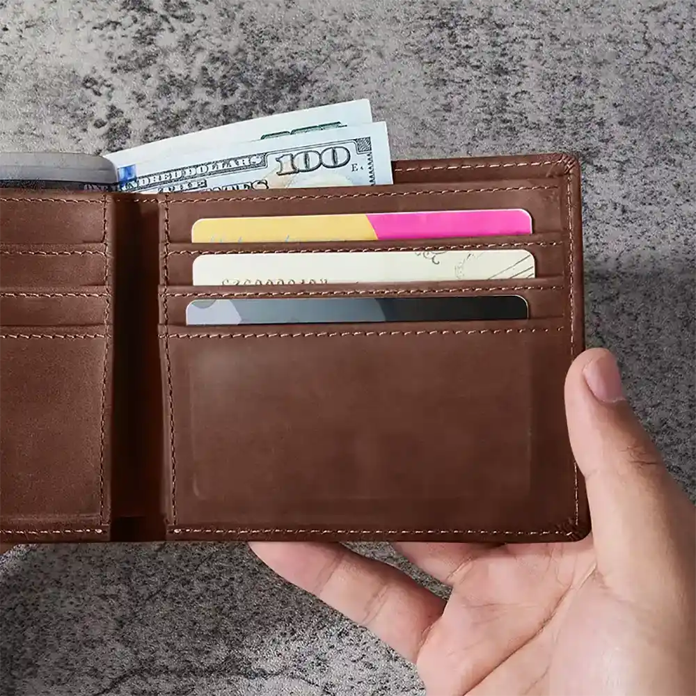 First Dad Now Grandpa - Personalized Leather Wallet - Image 5