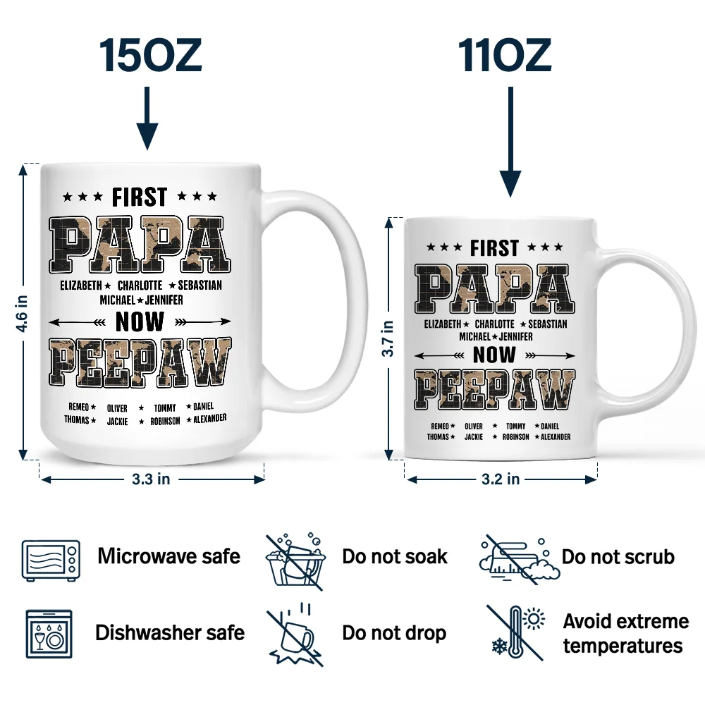 First Dad Now Papa Black World Map - Personalized Mug - Image 4