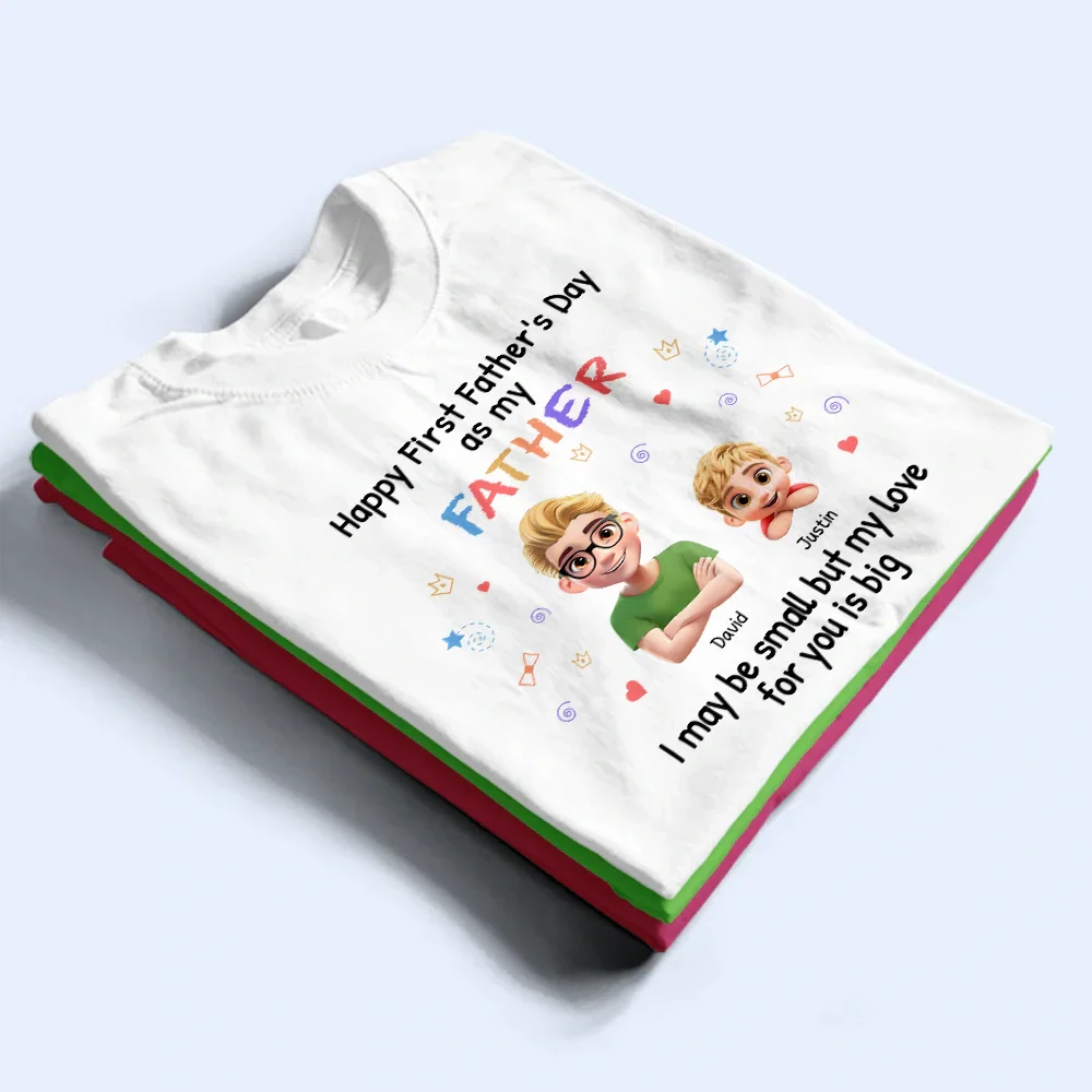 First Father Day With Baby - Personalized Combo T Shirt And Baby Onesie - Image 3