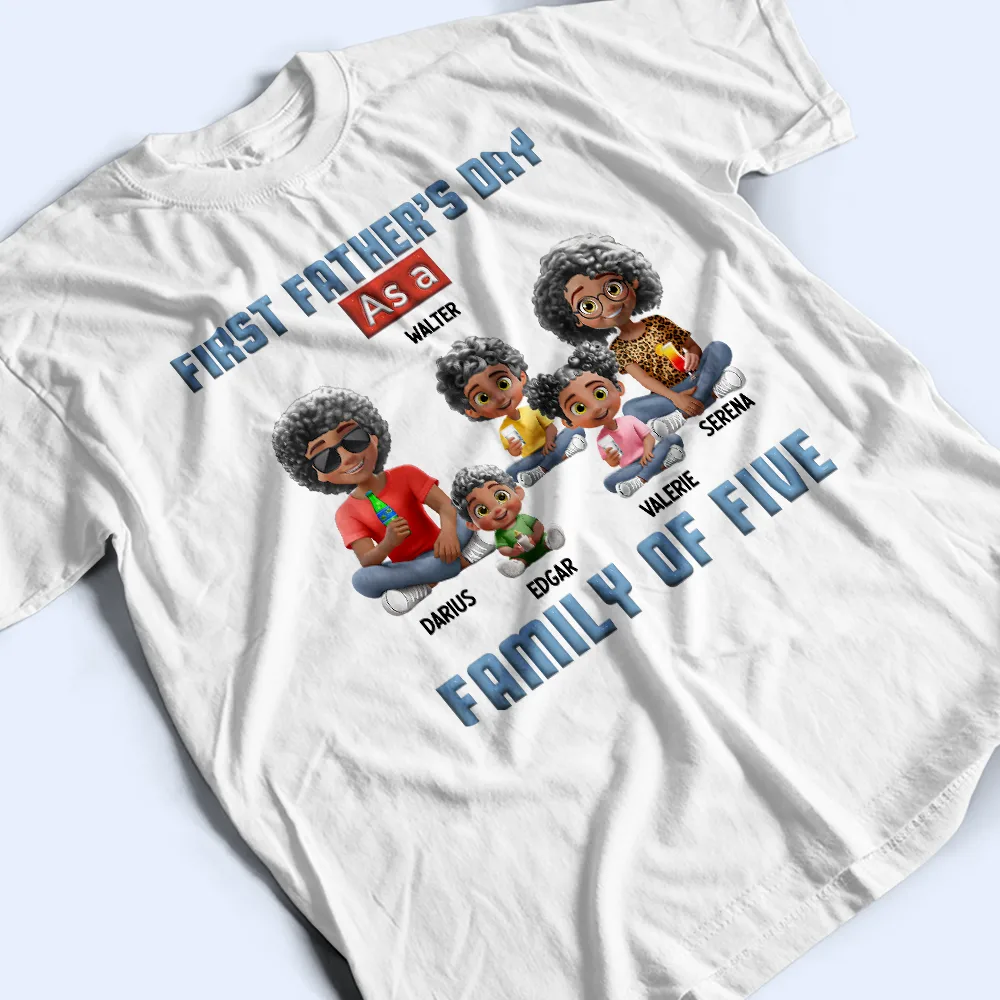 First Father's Day As A Family Of Three - Personalized T Shirt - Image 3