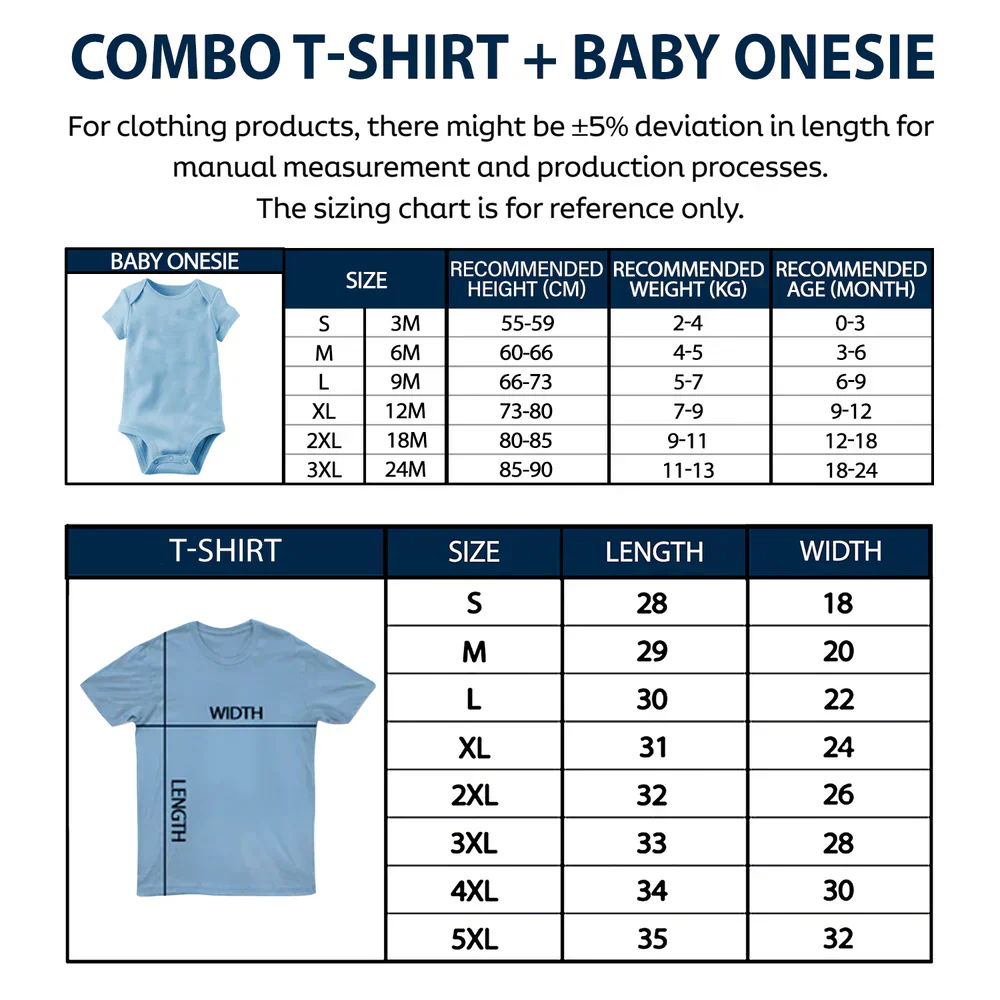 First Father's Day Together - Personalized Combo T Shirt And Baby Onesie - Image 2