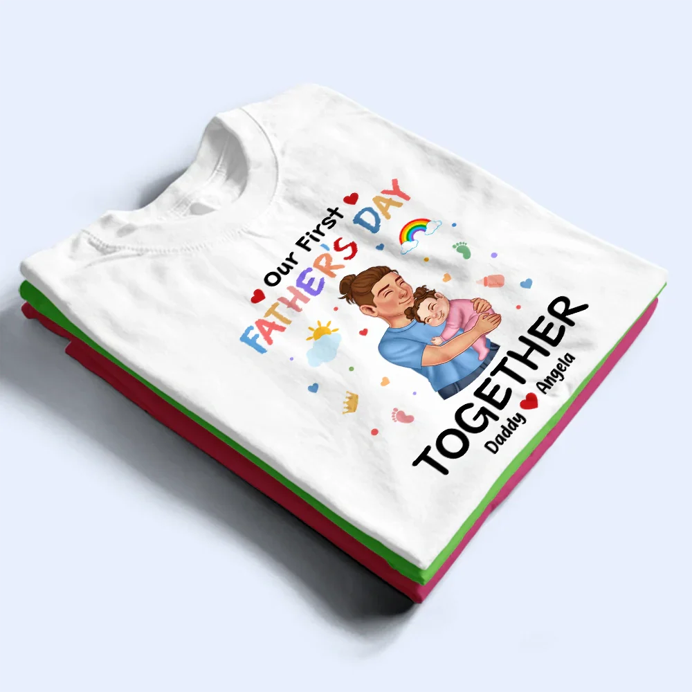 First Father's Day Together - Personalized Combo T Shirt And Baby Onesie - Image 3