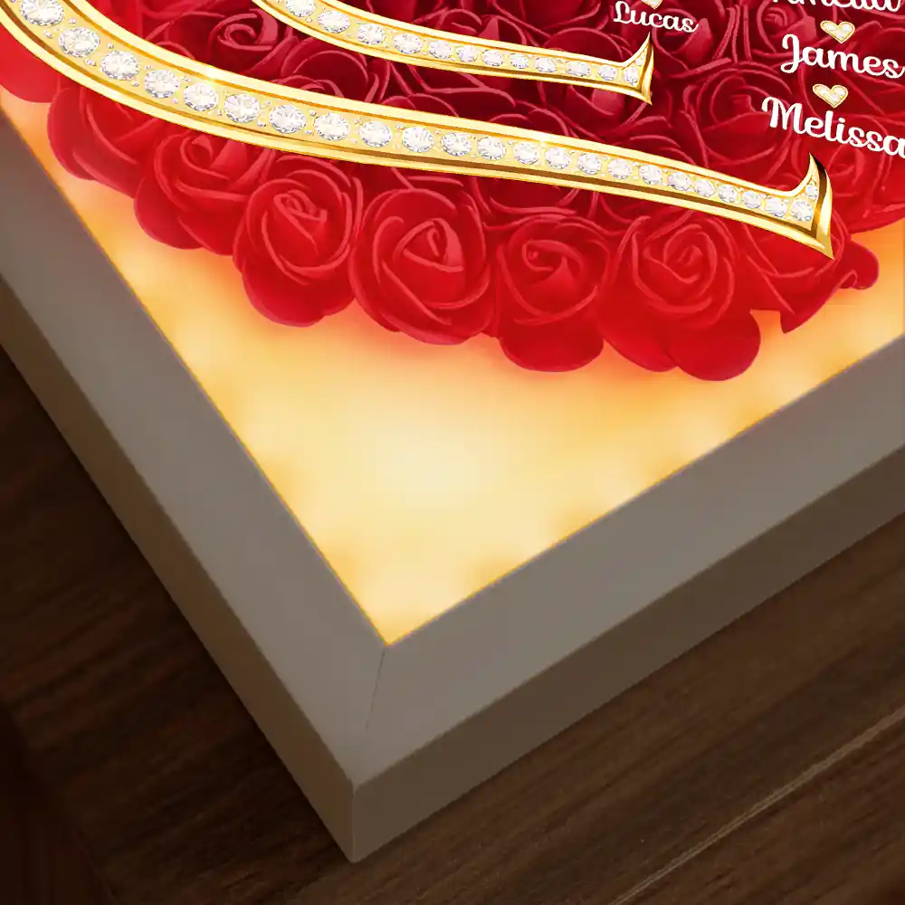 First Mom Now Grandma 3D Effect Faux Gemstone - Personalized LED Light Flower Shadow Box - Image 5