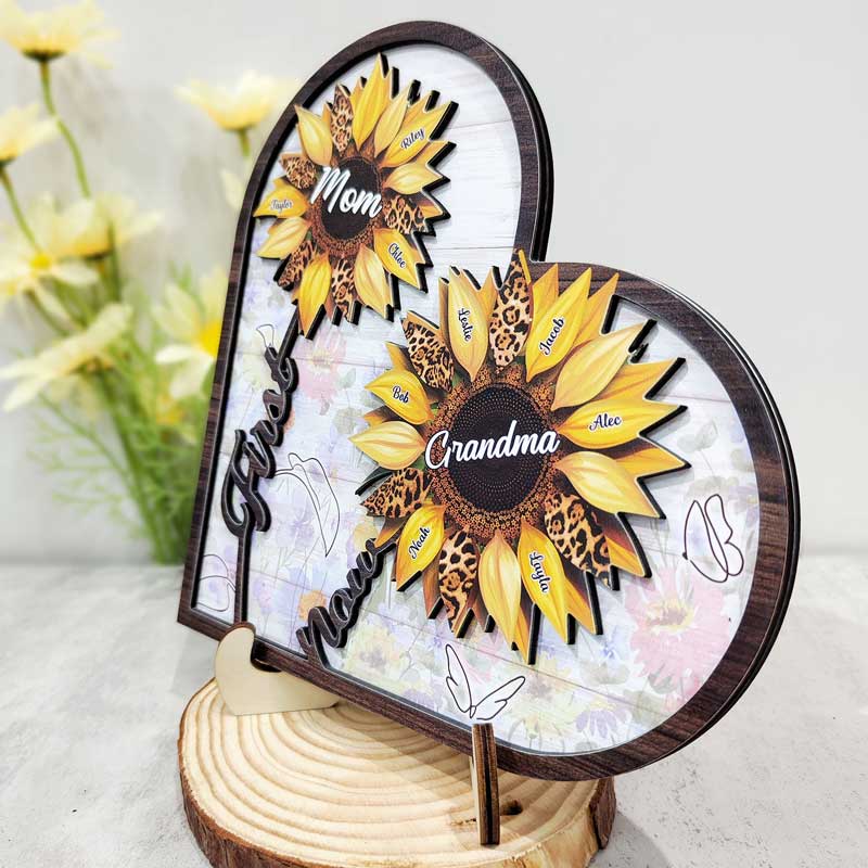 First Mom Now Grandma - Gift For Mothers, Grandmas, Aunties - Personalized 2-Layered Wooden Plaque With Stand - Image 2