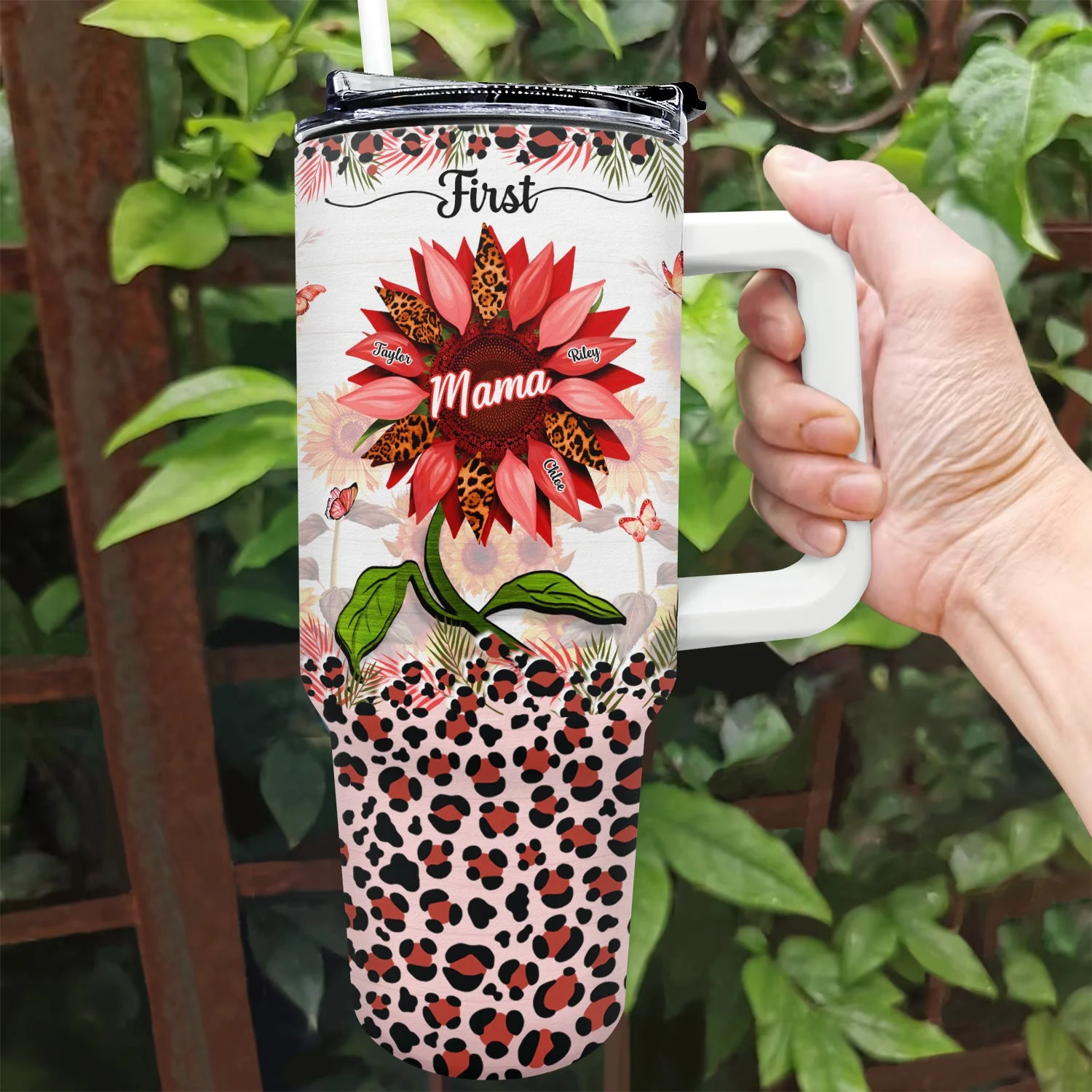First Mom Now Grandma - Gift For Mothers, Grandmas, Aunties - Personalized 40oz Tumbler With Straw - Image 2