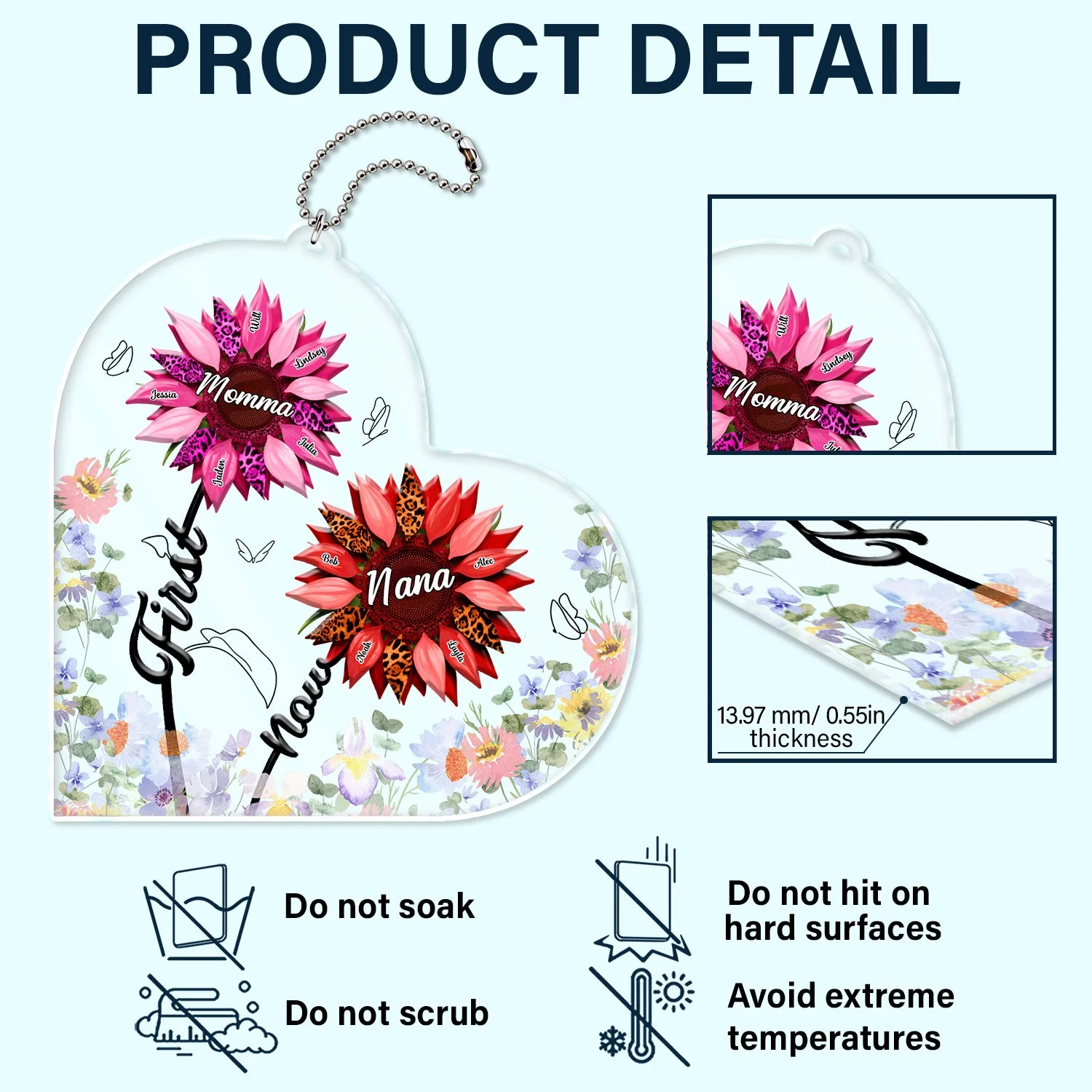 First Mom Now Grandma - Gift For Mothers, Grandmas, Aunties - Personalized Acrylic Car Hanger - Image 5