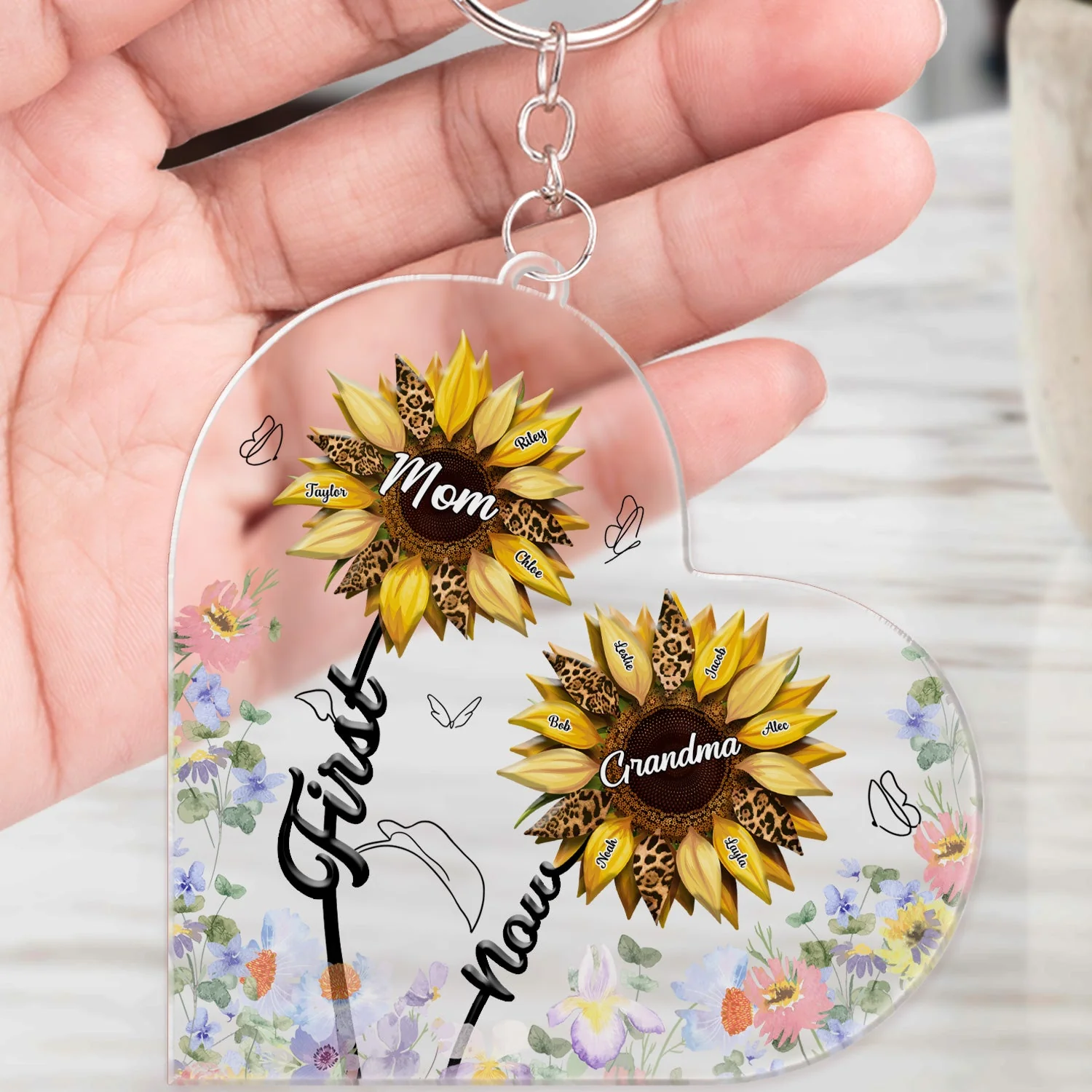 First Mom Now Grandma - Gift For Mothers, Grandmas, Aunties - Personalized Acrylic Keychain - Image 4