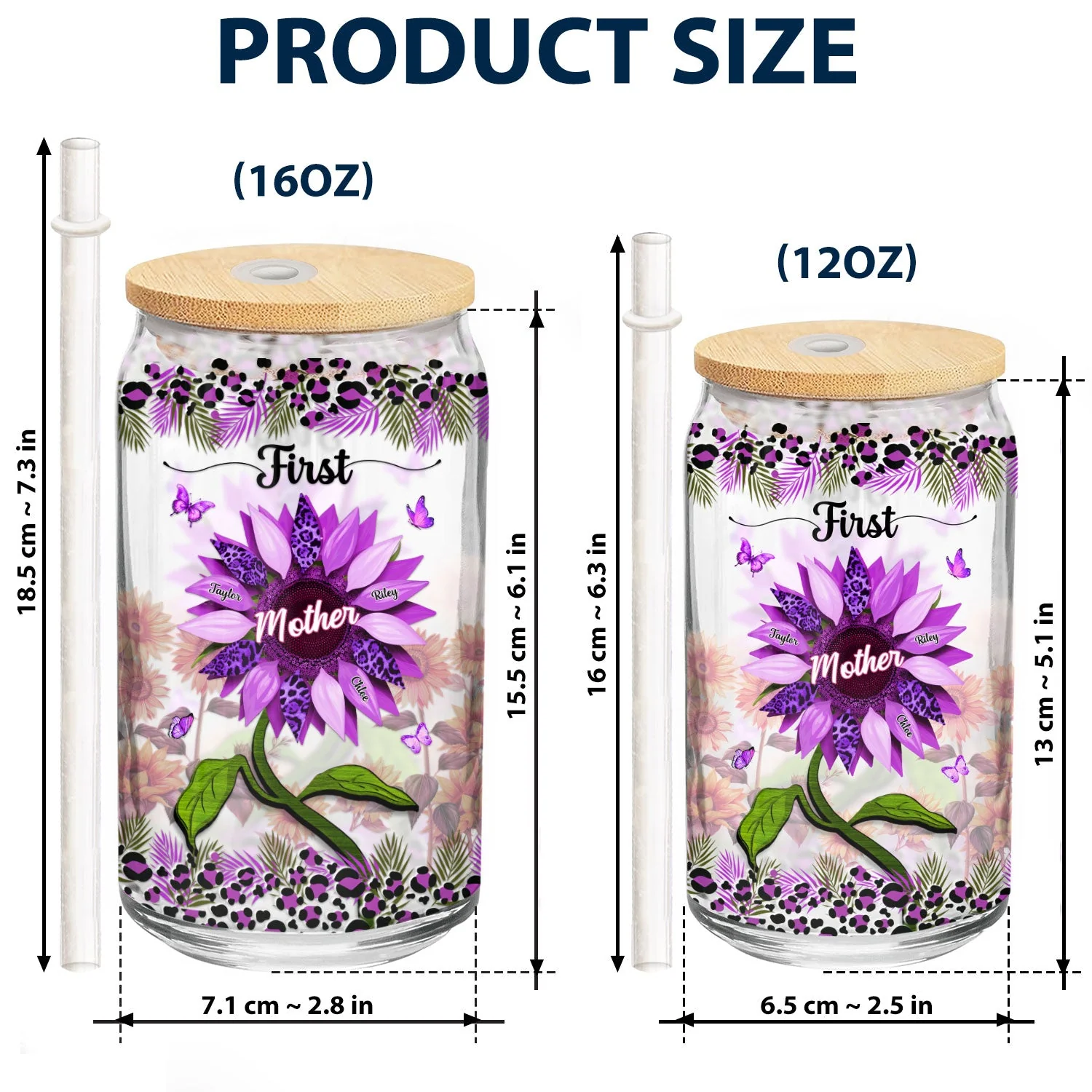 First Mom Now Grandma - Gift For Mothers, Grandmas, Aunties - Personalized Clear Glass Can - Image 5