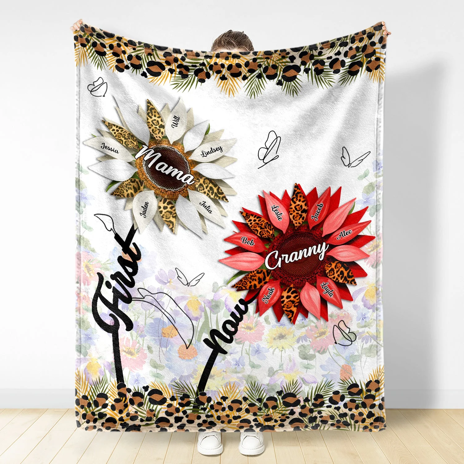First Mom Now Grandma - Gift For Mothers, Grandmas, Aunties - Personalized Fleece Blanket, Sherpa Blanket - Image 3