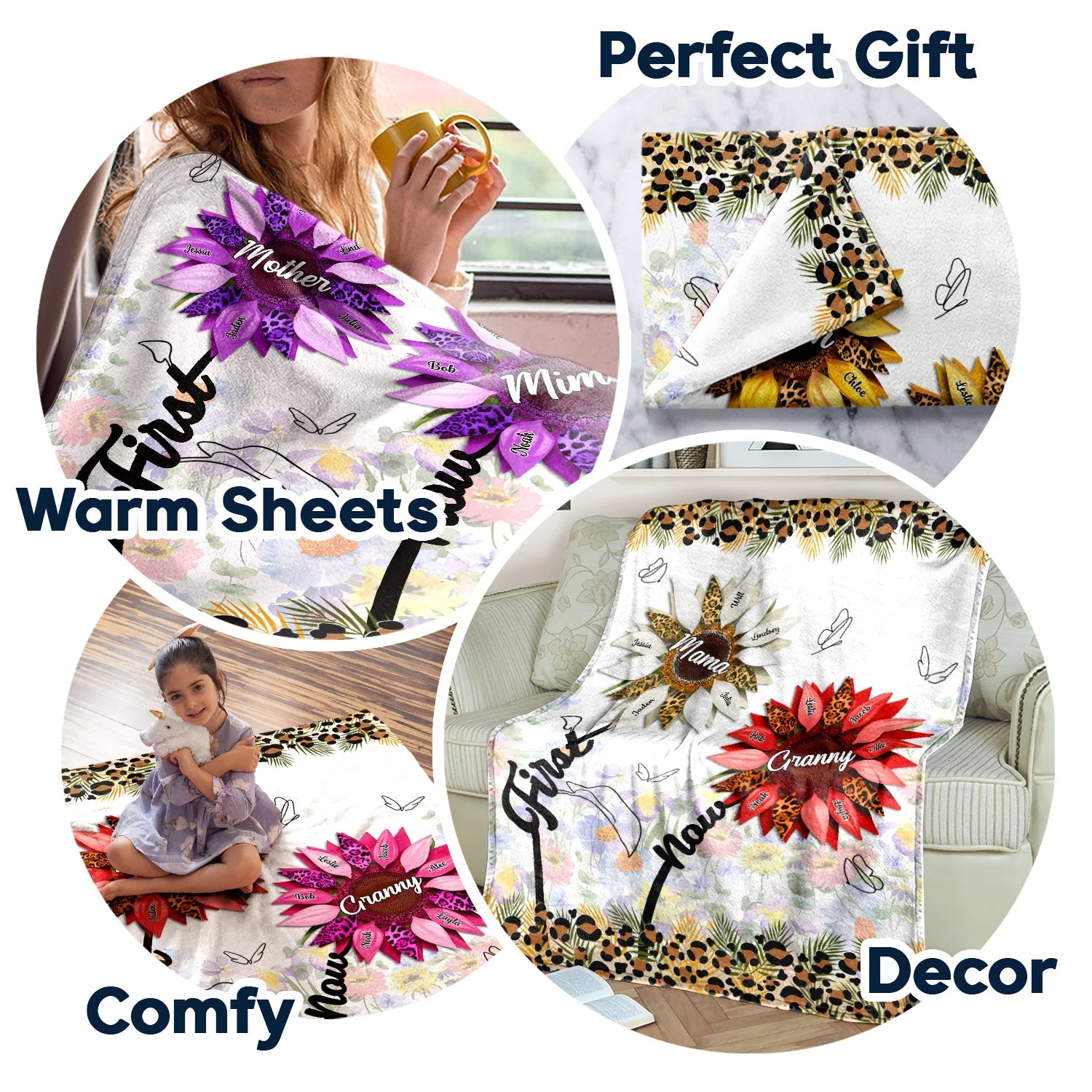 First Mom Now Grandma - Gift For Mothers, Grandmas, Aunties - Personalized Fleece Blanket, Sherpa Blanket - Image 7