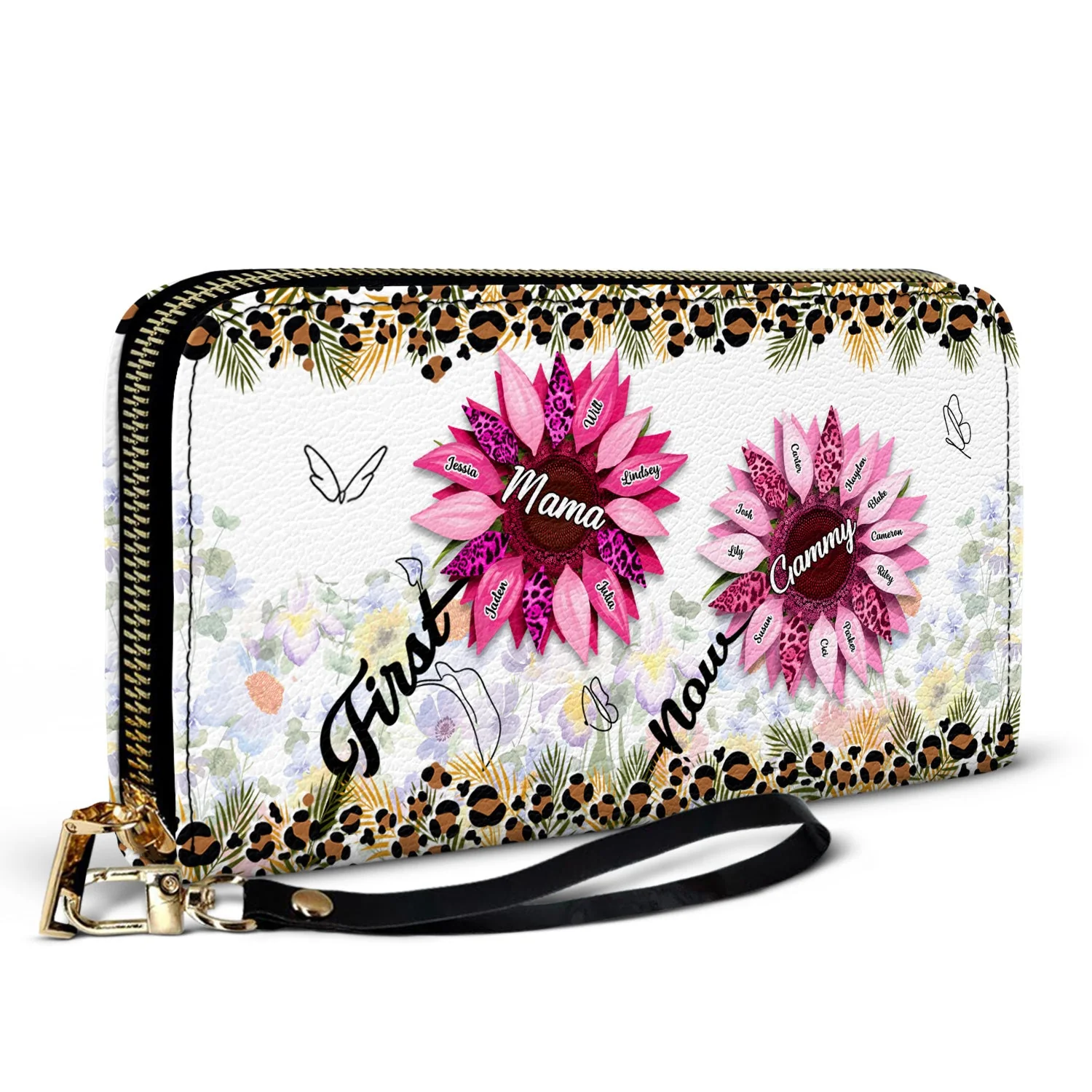 First Mom Now Grandma - Gift For Mothers, Grandmas, Aunties - Personalized Leather Long Wallet - Image 2
