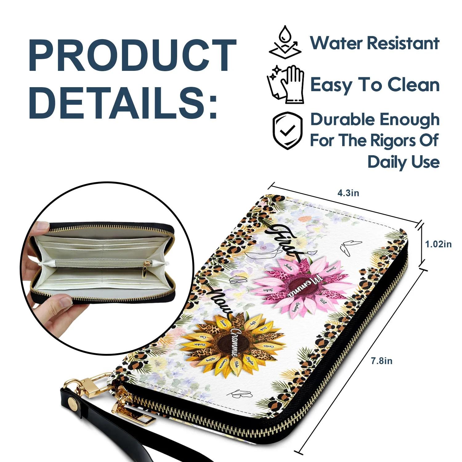 First Mom Now Grandma - Gift For Mothers, Grandmas, Aunties - Personalized Leather Long Wallet - Image 6