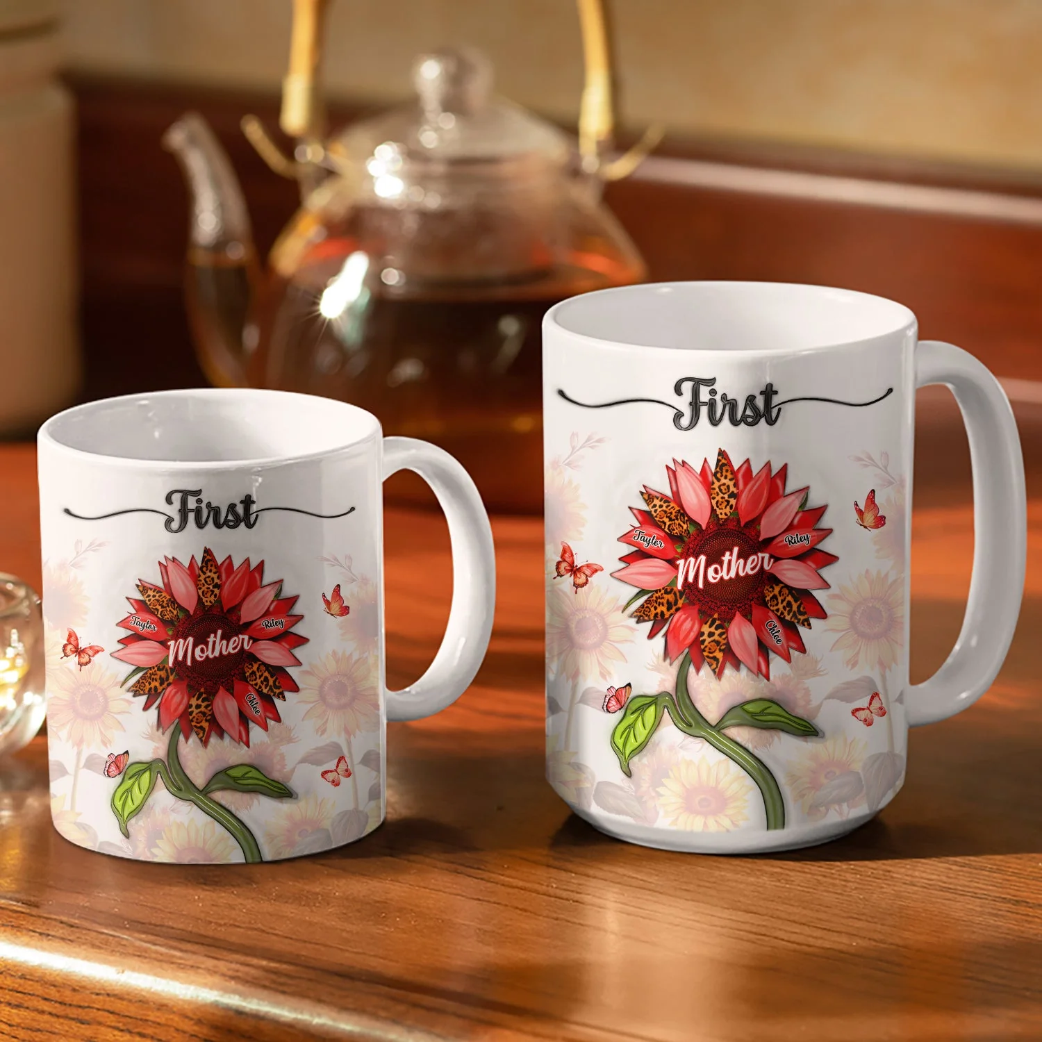 First Mom Now Grandma - Gift For Mothers, Grandmas, Aunties - Personalized White Edge-to-Edge Mug - Image 3