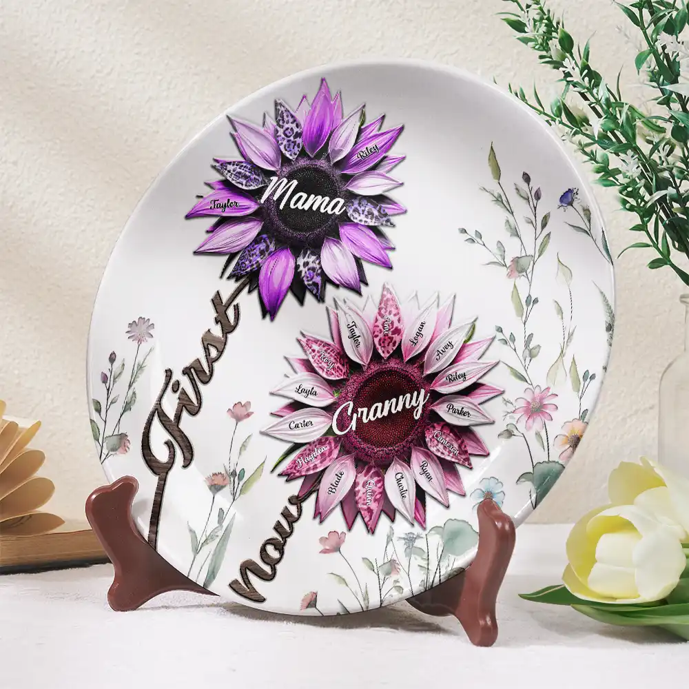 First Mom Now Grandma - Personalized Ceramic Plate - Image 2