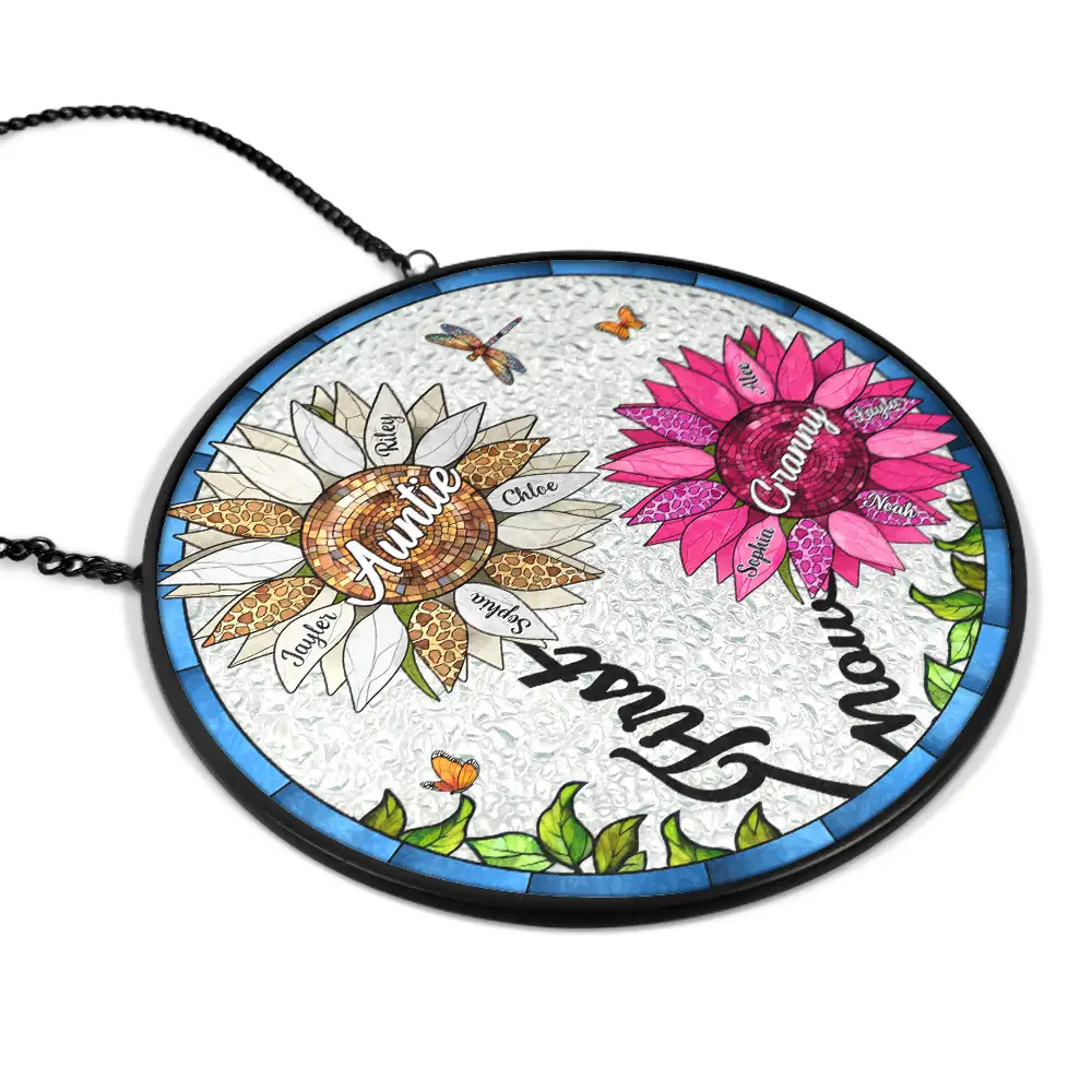 First Mom Now Grandma - Personalized Stained Glass Window Hanging Suncatcher - Image 2
