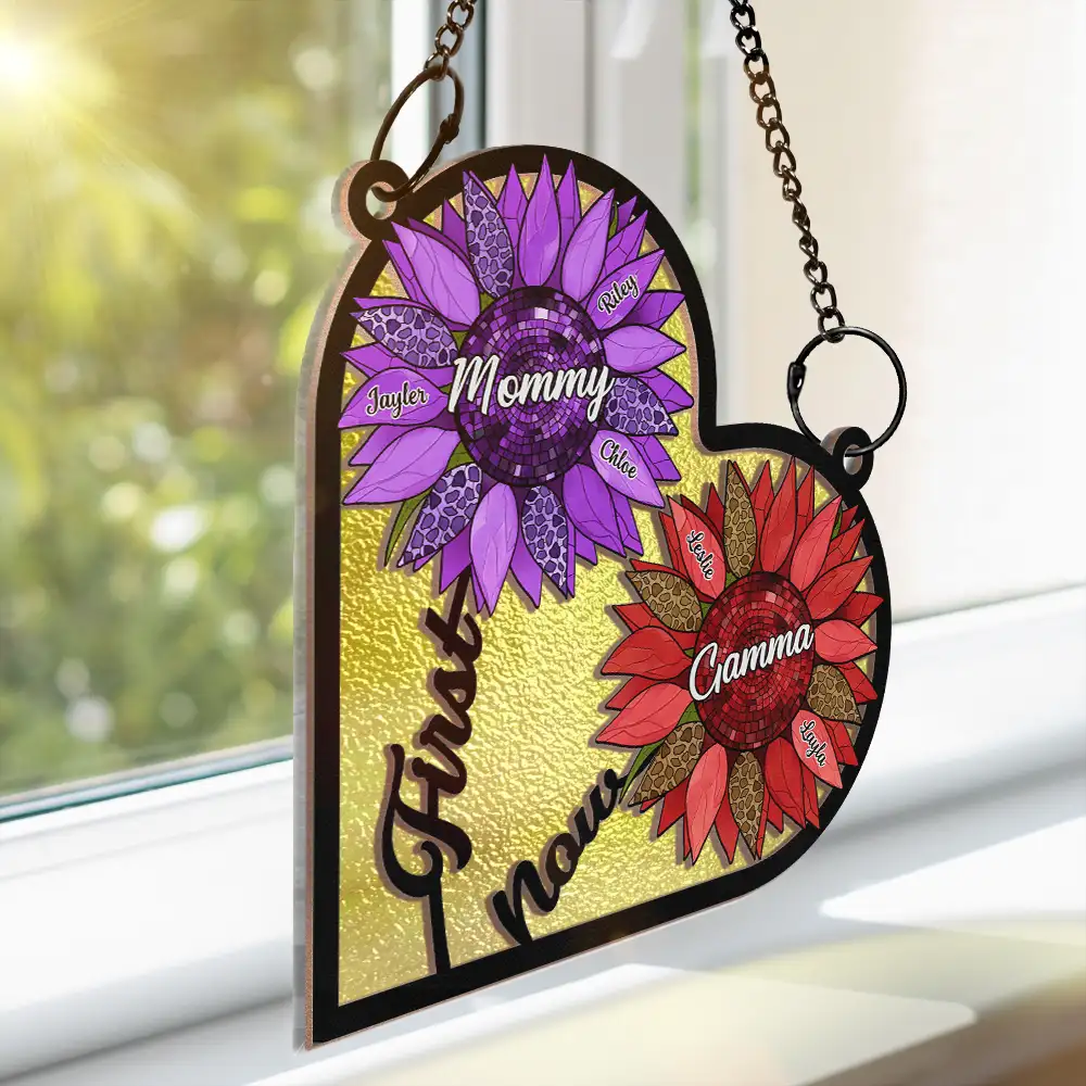 First Mom Now Grandma - Personalized Window Hanging Suncatcher Ornament - Image 3