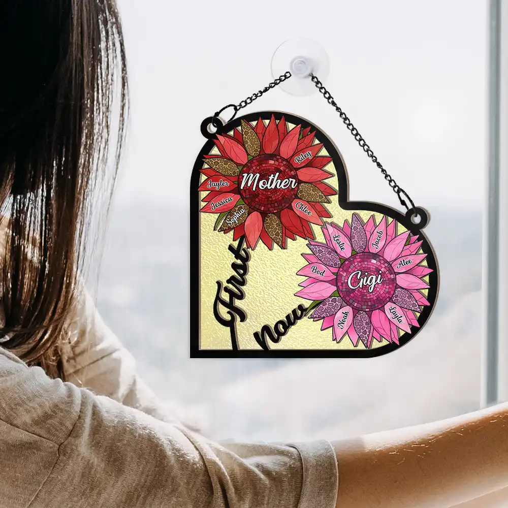 First Mom Now Grandma - Personalized Window Hanging Suncatcher Ornament - Image 4
