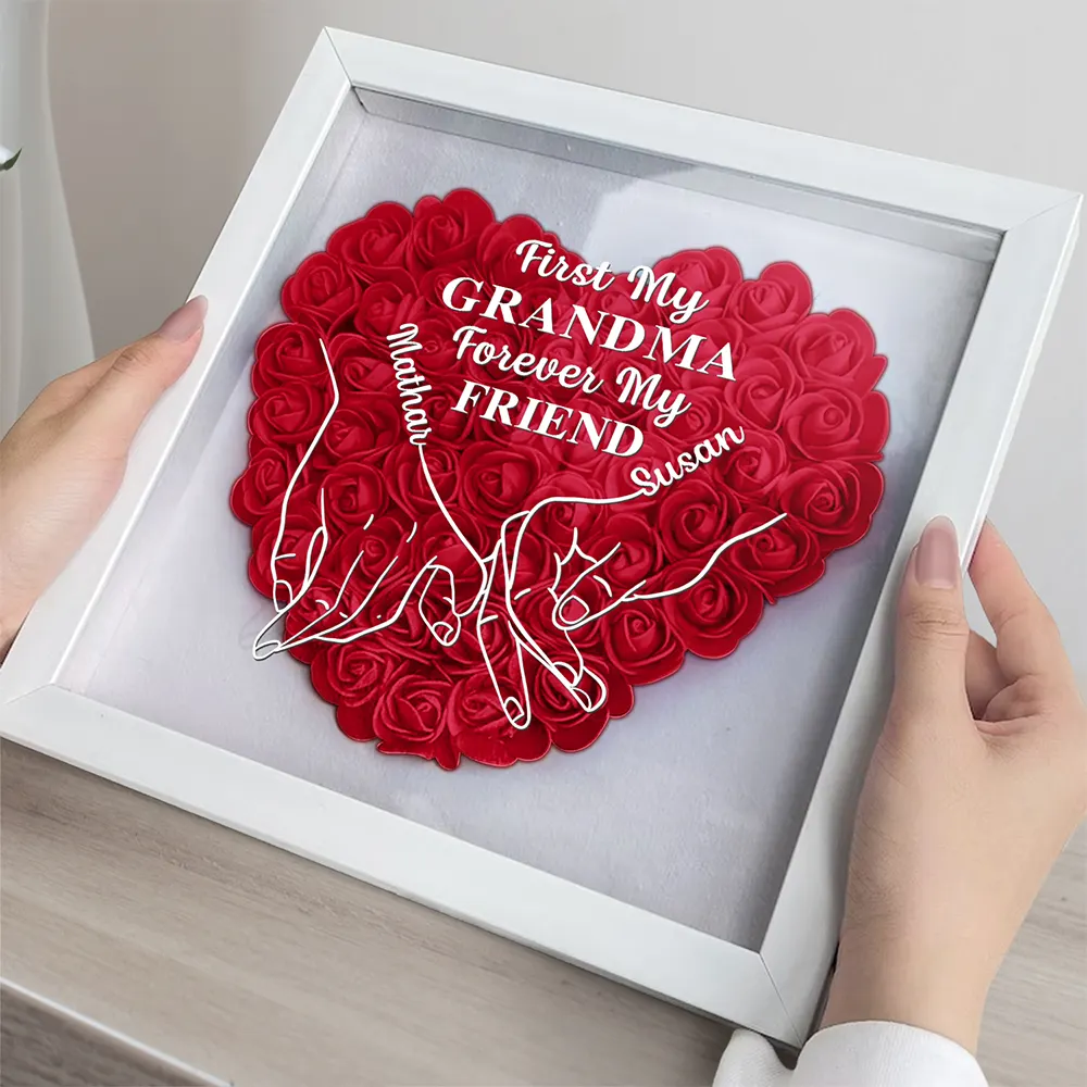 First My Daughter Forever My Friend - Personalized Flower Shadow Box - Image 3