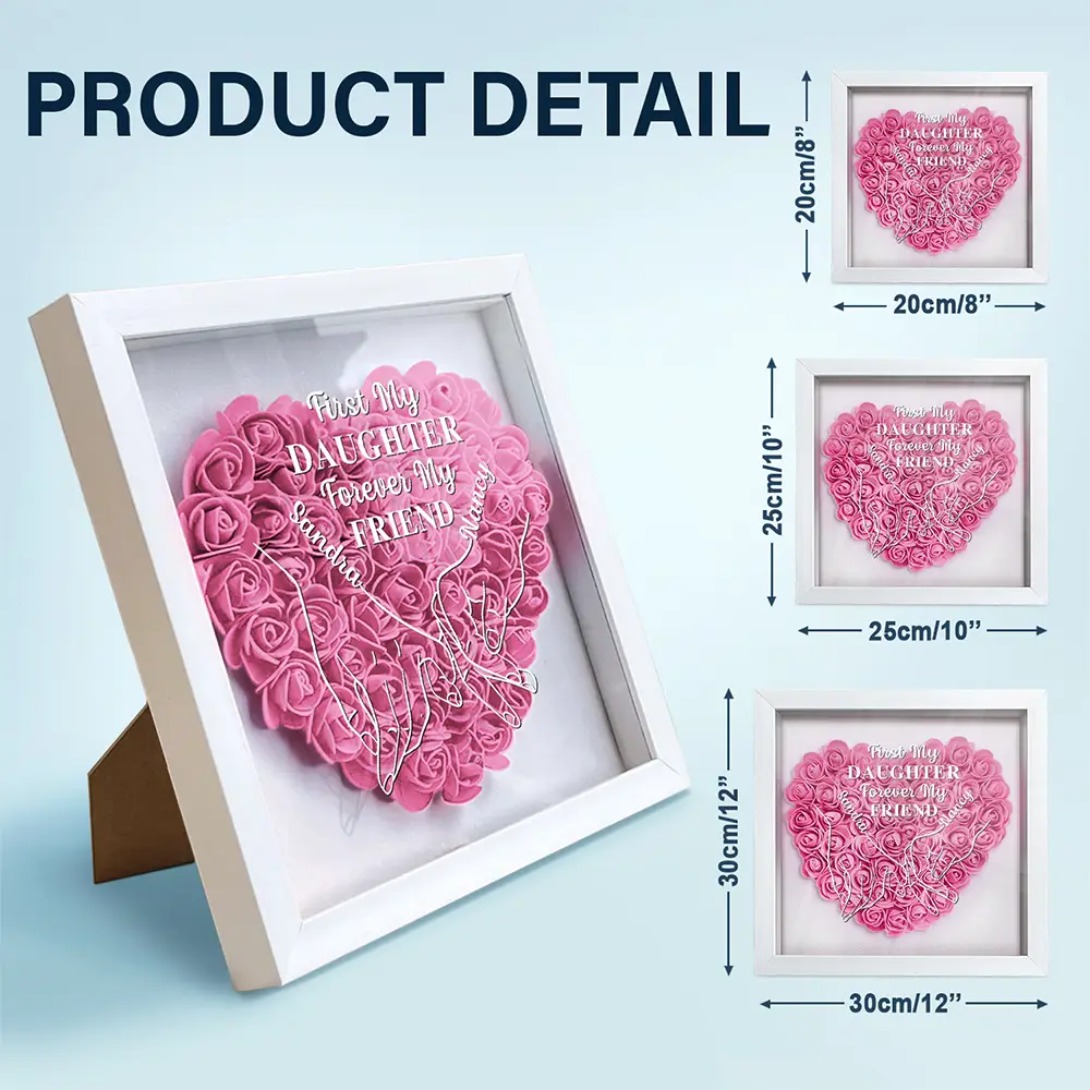 First My Daughter Forever My Friend - Personalized Flower Shadow Box - Image 5