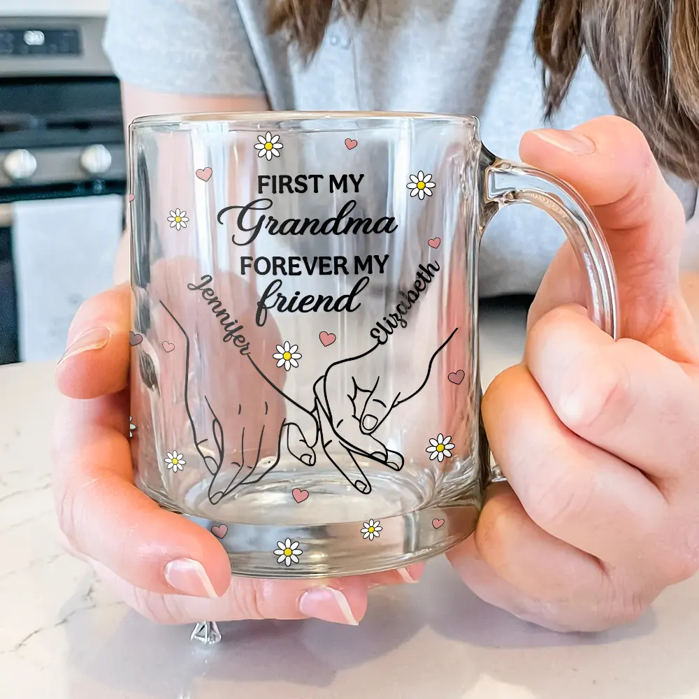 First My Daughter Forever My Friend - Personalized Glass Mug - Image 3