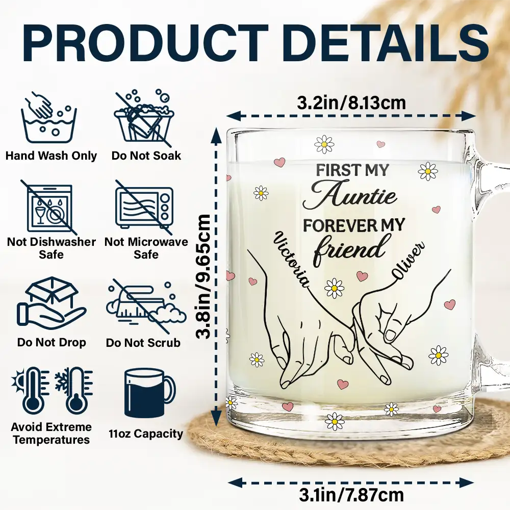 First My Daughter Forever My Friend - Personalized Glass Mug - Image 5