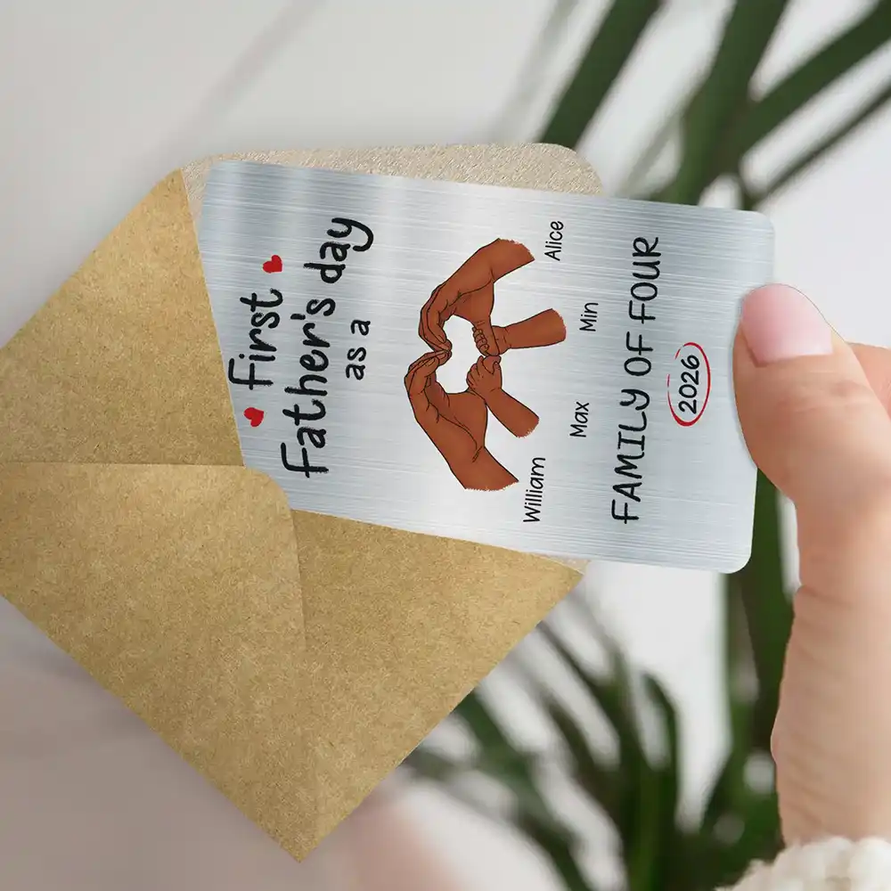 First Time Ever As A Family Of Three - Personalized Aluminum Wallet Card - Image 5